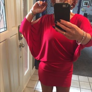 Red mini dress by Cache. New Years Eve